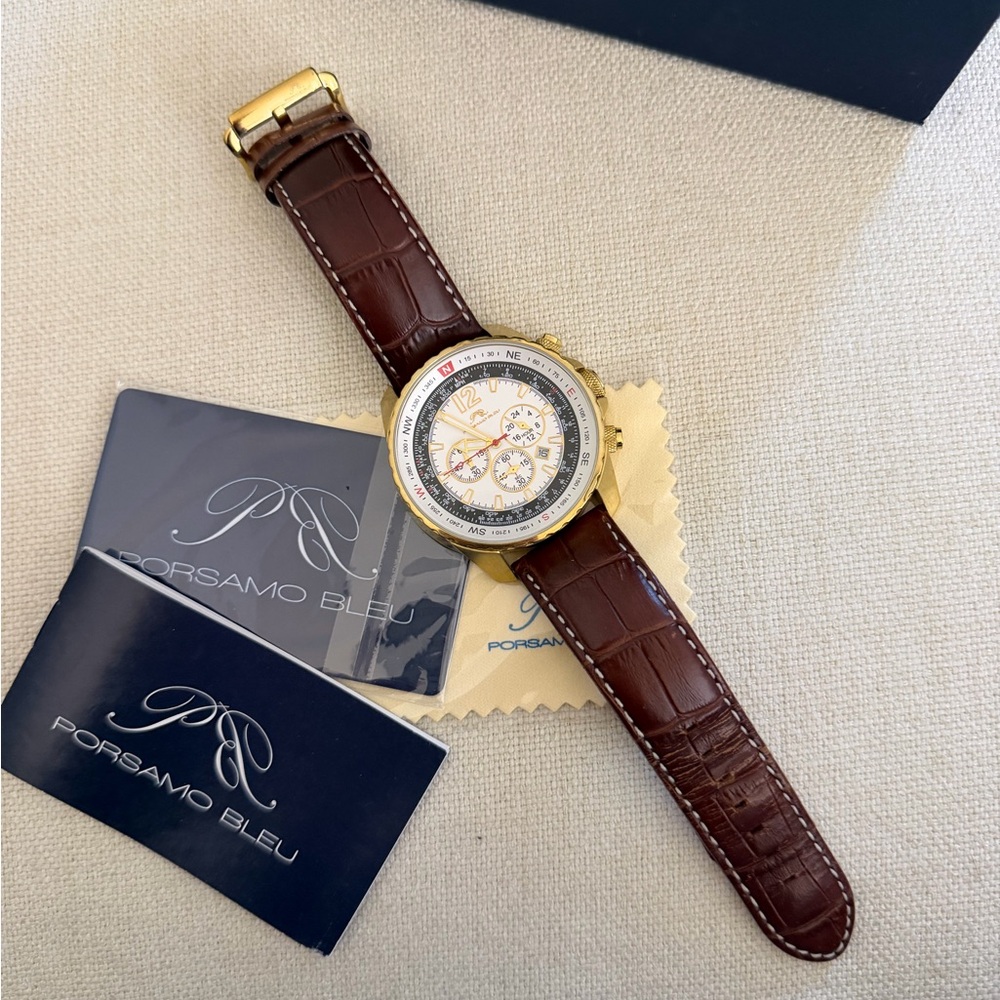 Porsamo Bleu Gold and Brown Watch